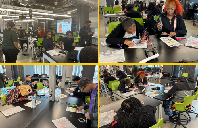  Students using three D pens